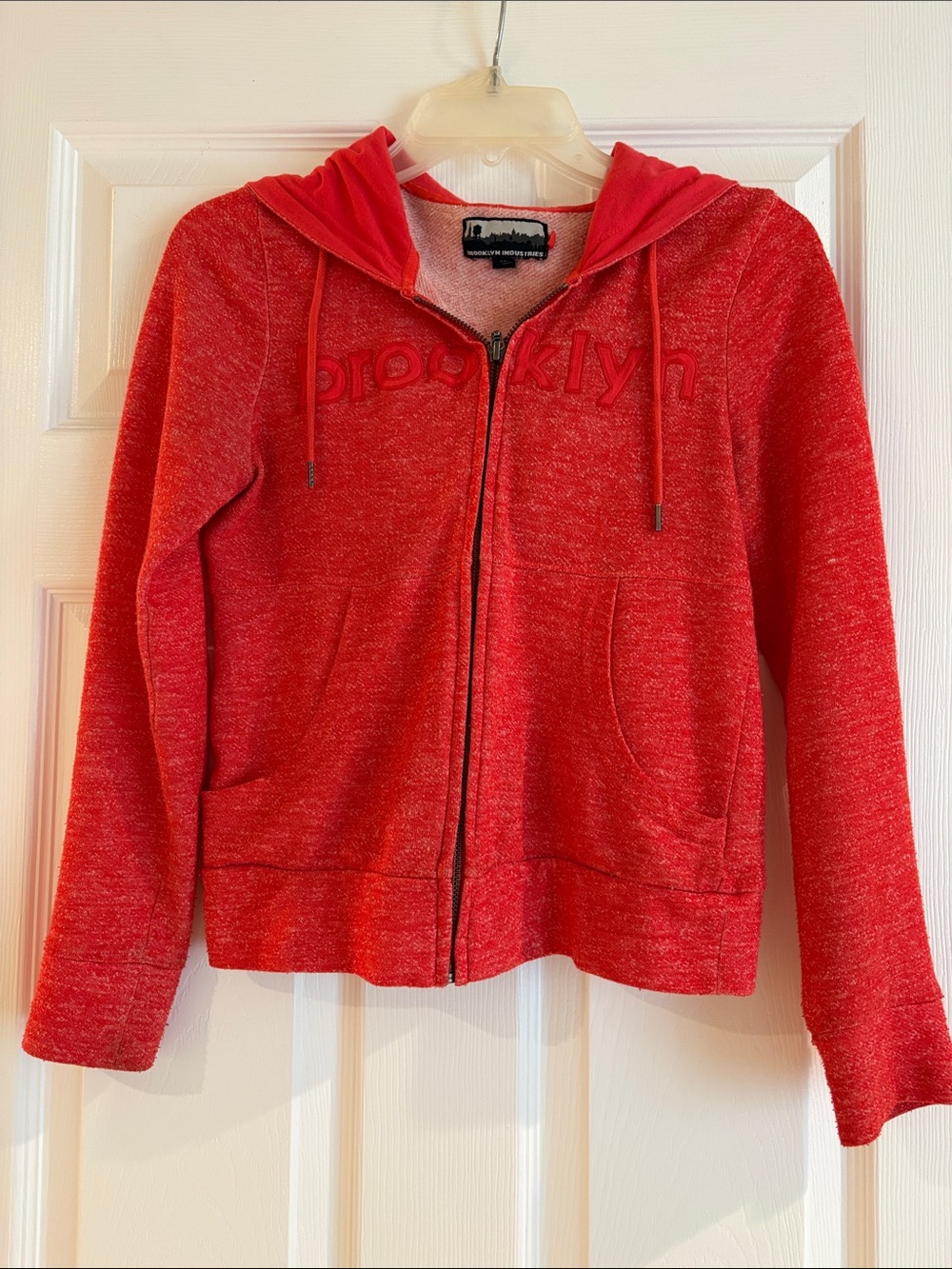 Brooklyn Industries Red Hooded Zip-Up Sweatshirt Jacket